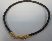 Кожаный браслет плетеный коричневый с золотым замком