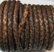 Шнур кожаный плетеный 6 мм коричневый антик